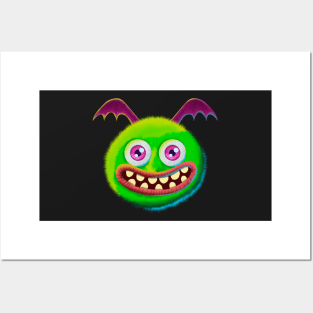 Fluffy green monster Posters and Art